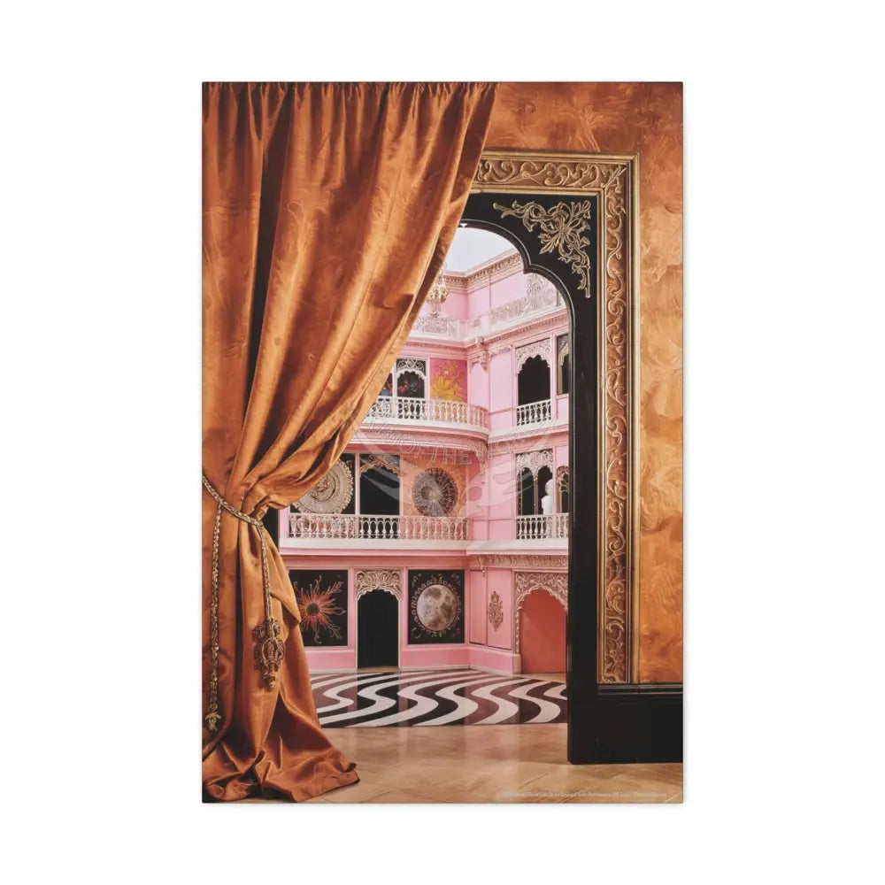 Fantasy Frames & Orange Satin 3D Matte Canvas Print — 3D Lace Multi-Dimensional Wall Art 24’’ x 36’’ (Vertical)