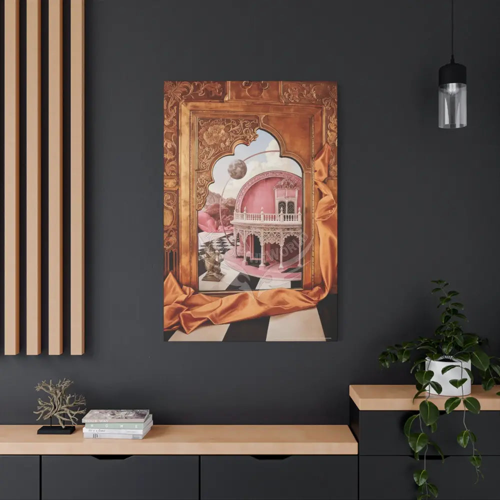 Fantasy Frames & Orange Satin 3D Matte Canvas Print — 3D Lace Multi-Dimensional Wall Art Canvas