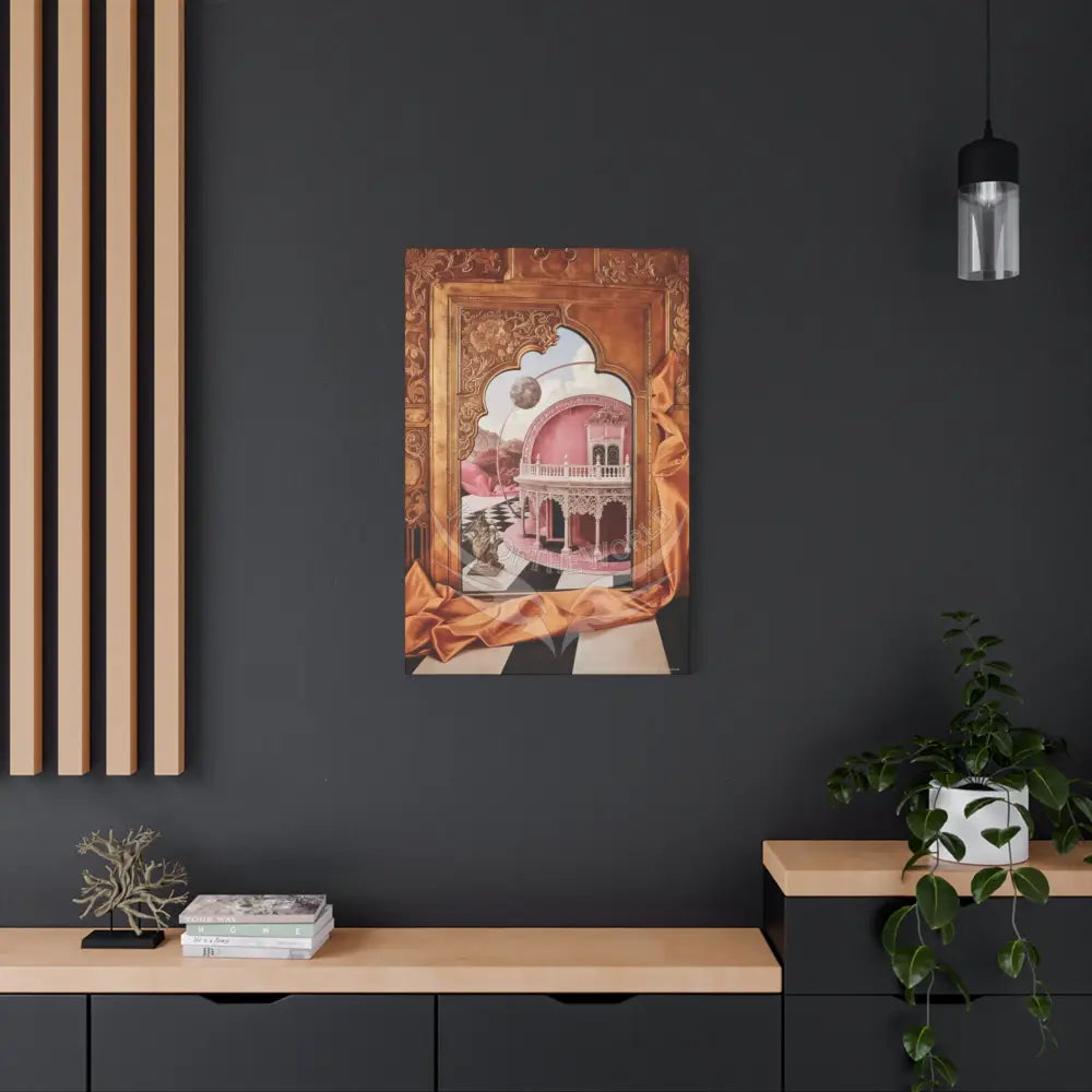 Fantasy Frames & Orange Satin 3D Matte Canvas Print — 3D Lace Multi-Dimensional Wall Art Canvas