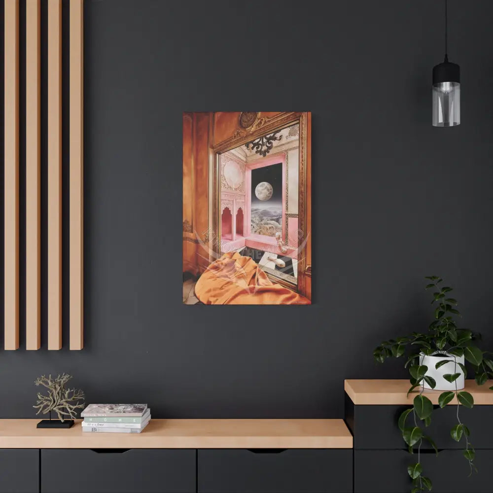 Fantasy Frames & Orange Satin 3D Matte Canvas Print — 3D Lace Multi-Dimensional Wall Art Canvas