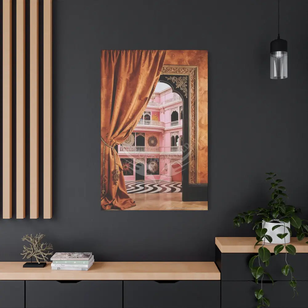 Fantasy Frames & Orange Satin 3D Matte Canvas Print — 3D Lace Multi-Dimensional Wall Art Canvas