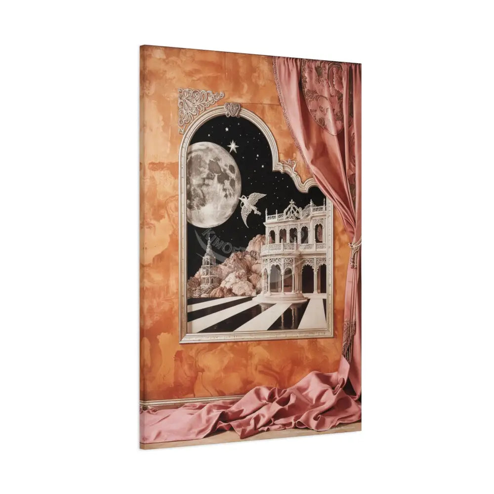 Fantasy Frames & Orange Satin 3D Matte Canvas Print — 3D Lace Multi-Dimensional Wall Art Canvas