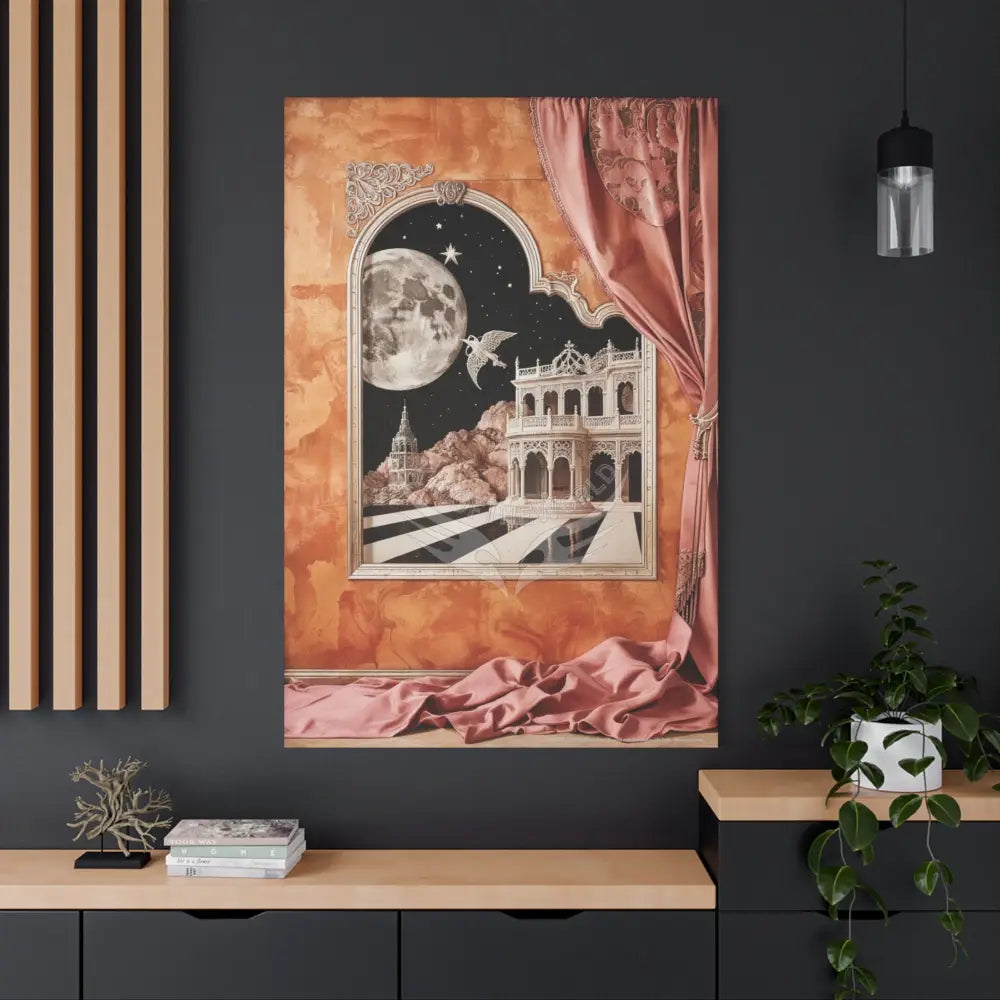 Fantasy Frames & Orange Satin 3D Matte Canvas Print — 3D Lace Multi-Dimensional Wall Art Canvas