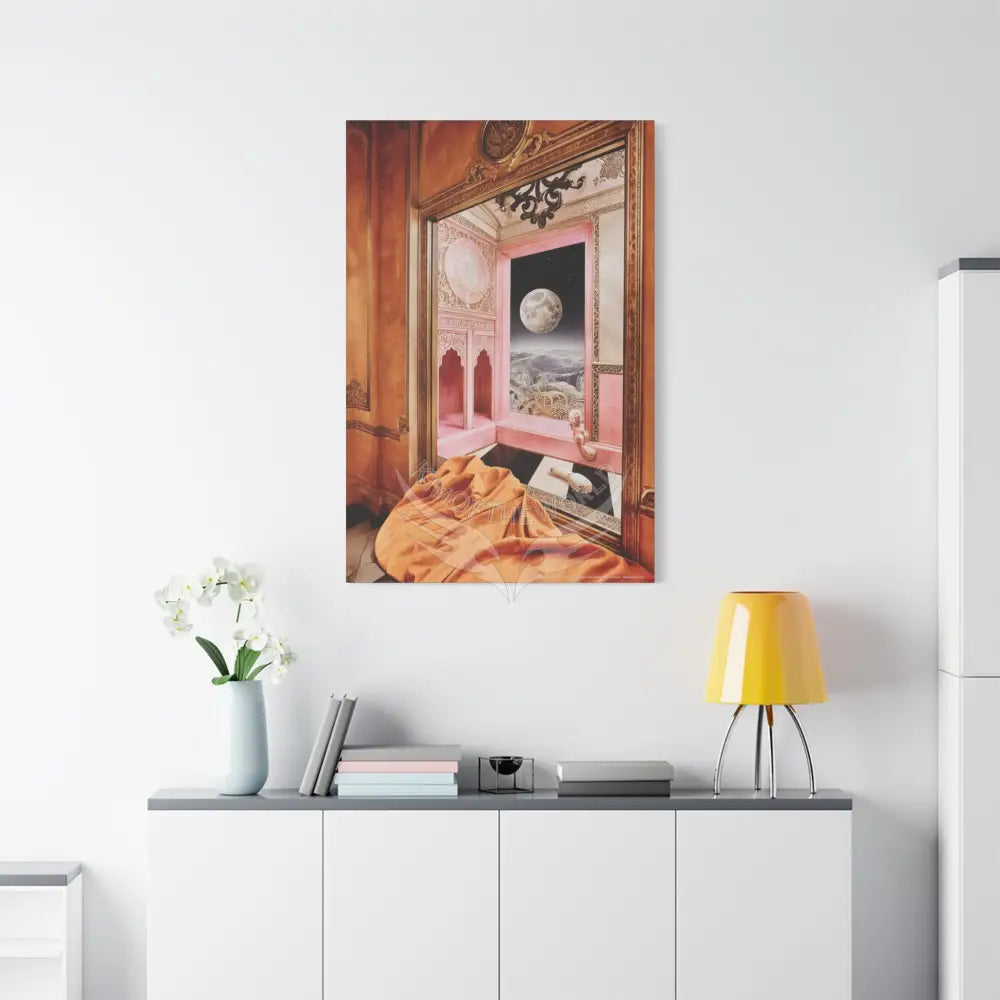 Fantasy Frames & Orange Satin 3D Matte Canvas Print — 3D Lace Multi-Dimensional Wall Art Canvas