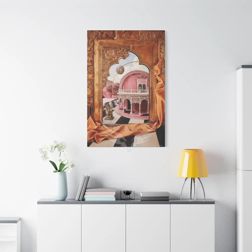 Fantasy Frames & Orange Satin 3D Matte Canvas Print — 3D Lace Multi-Dimensional Wall Art Canvas