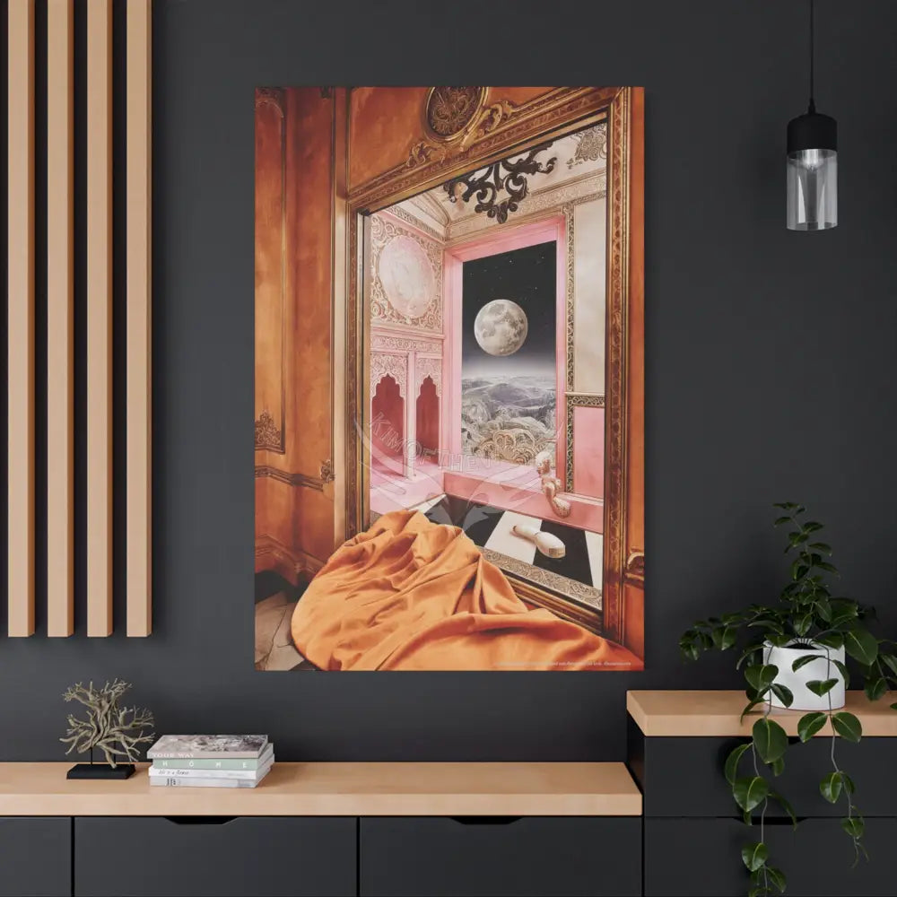 Fantasy Frames & Orange Satin 3D Matte Canvas Print — 3D Lace Multi-Dimensional Wall Art Canvas