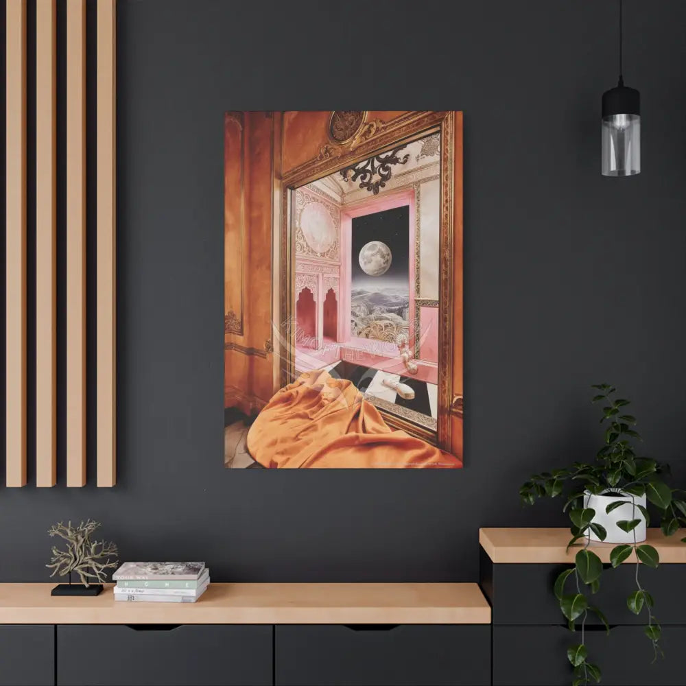 Fantasy Frames & Orange Satin 3D Matte Canvas Print — 3D Lace Multi-Dimensional Wall Art Canvas