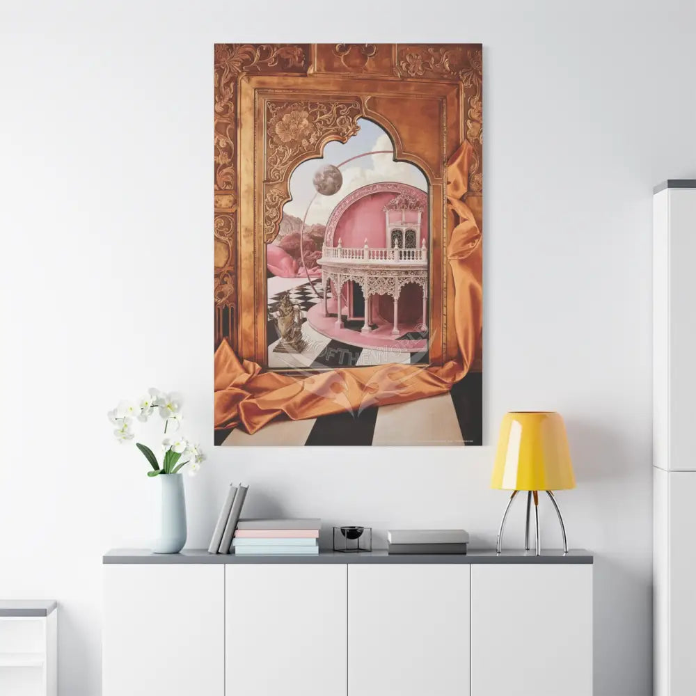 Fantasy Frames & Orange Satin 3D Matte Canvas Print — 3D Lace Multi-Dimensional Wall Art Canvas