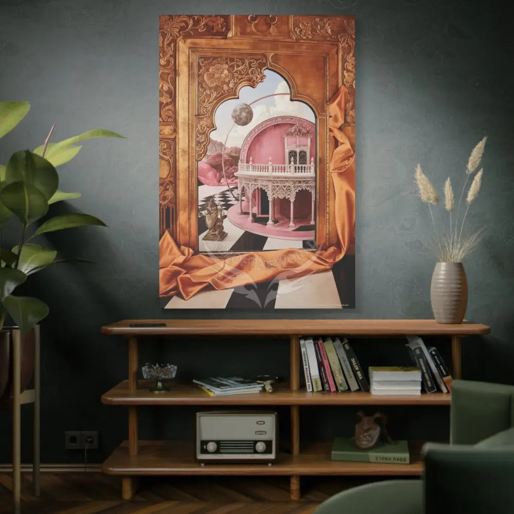 Fantasy Frames & Orange Satin 3D Matte Canvas Print — 3D Lace Multi-Dimensional Wall Art Canvas