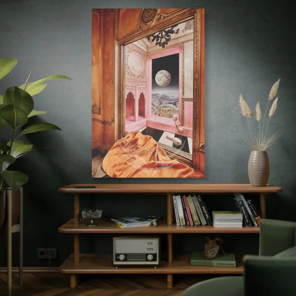 Fantasy Frames & Orange Satin 3D Matte Canvas Print — 3D Lace Multi-Dimensional Wall Art Canvas