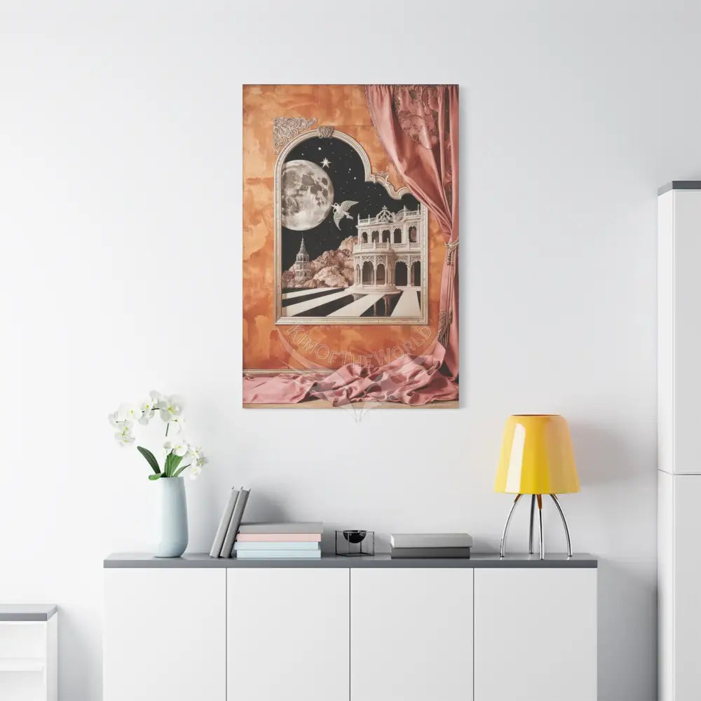 Fantasy Frames & Orange Satin 3D Matte Canvas Print — 3D Lace Multi-Dimensional Wall Art Canvas