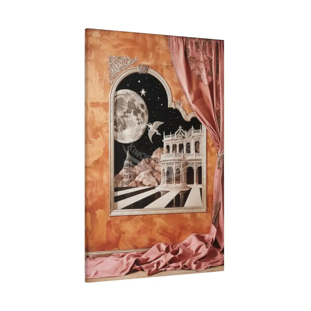 Fantasy Frames & Orange Satin 3D Matte Canvas Print — 3D Lace Multi-Dimensional Wall Art Canvas