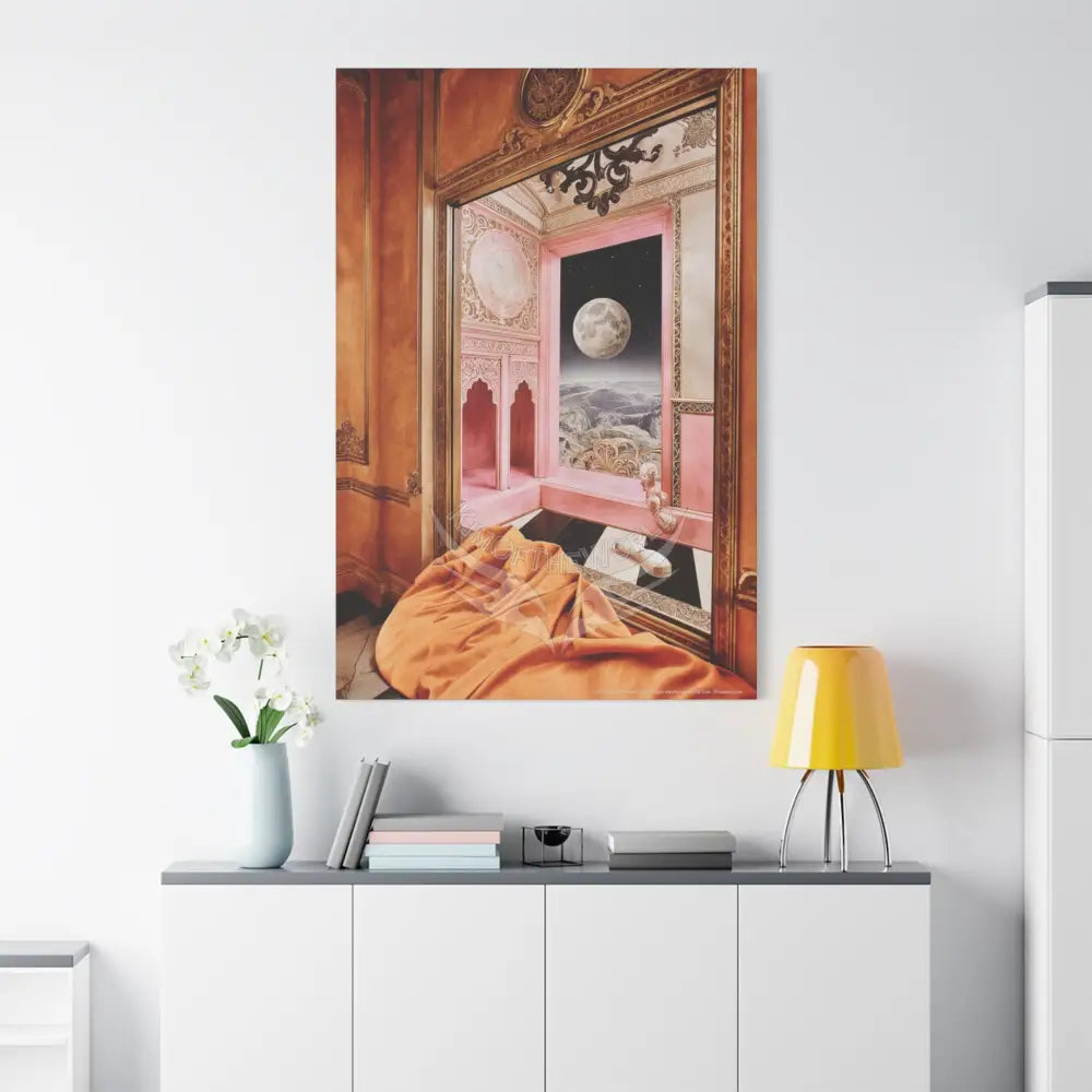 Fantasy Frames & Orange Satin 3D Matte Canvas Print — 3D Lace Multi-Dimensional Wall Art Canvas