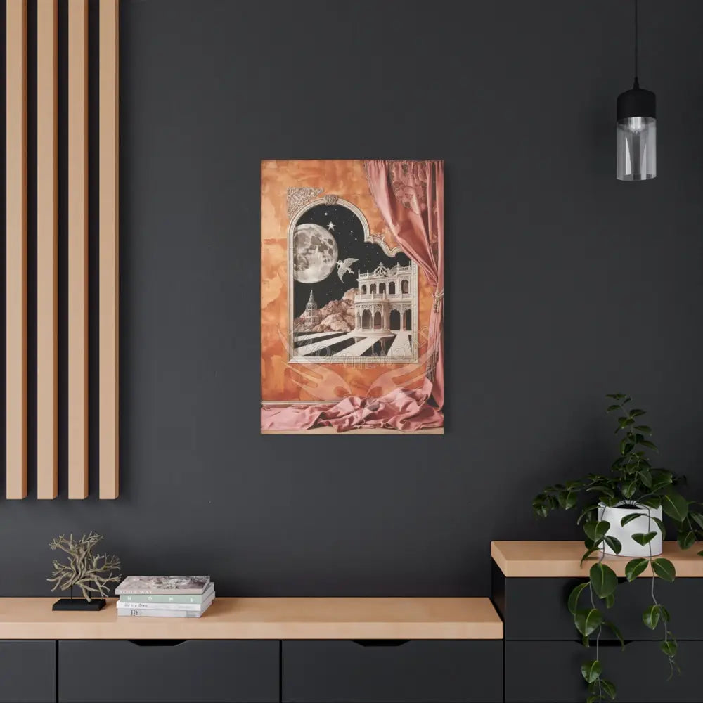 Fantasy Frames & Orange Satin 3D Matte Canvas Print — 3D Lace Multi-Dimensional Wall Art Canvas