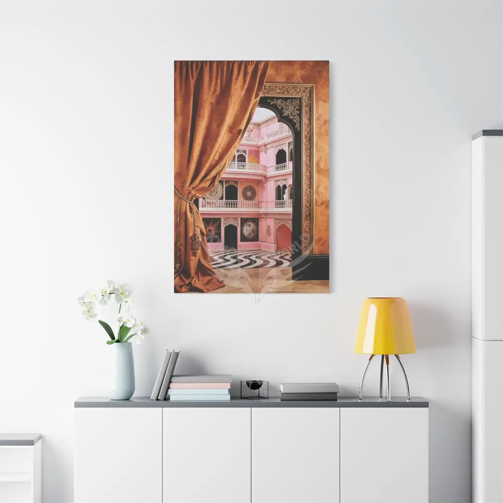 Fantasy Frames & Orange Satin 3D Matte Canvas Print — 3D Lace Multi-Dimensional Wall Art Canvas