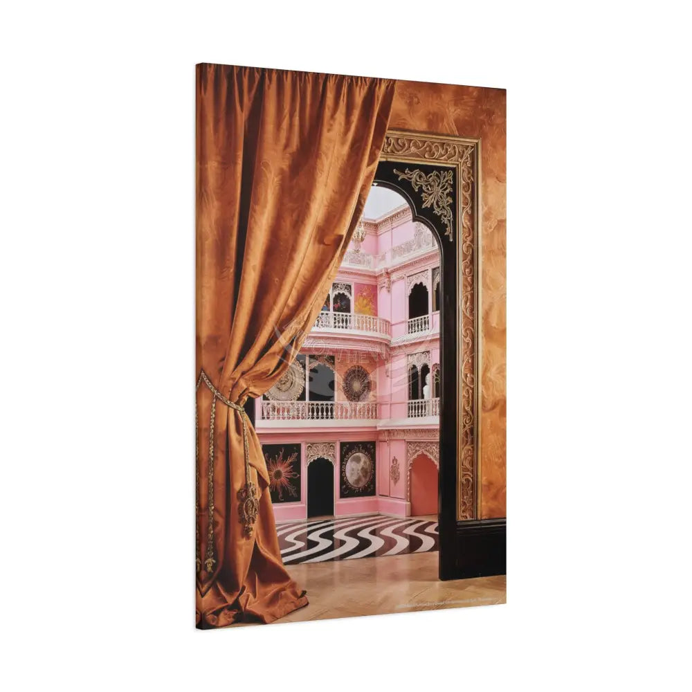 Fantasy Frames & Orange Satin 3D Matte Canvas Print — 3D Lace Multi-Dimensional Wall Art Canvas