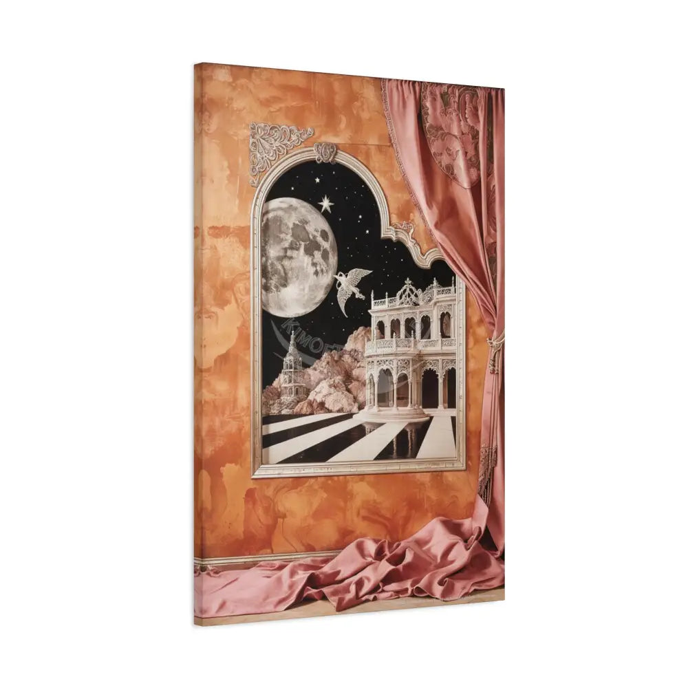 Fantasy Frames & Orange Satin 3D Matte Canvas Print — 3D Lace Multi-Dimensional Wall Art Canvas