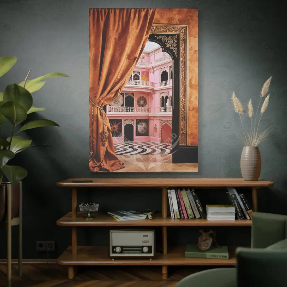 Fantasy Frames & Orange Satin 3D Matte Canvas Print — 3D Lace Multi-Dimensional Wall Art Canvas