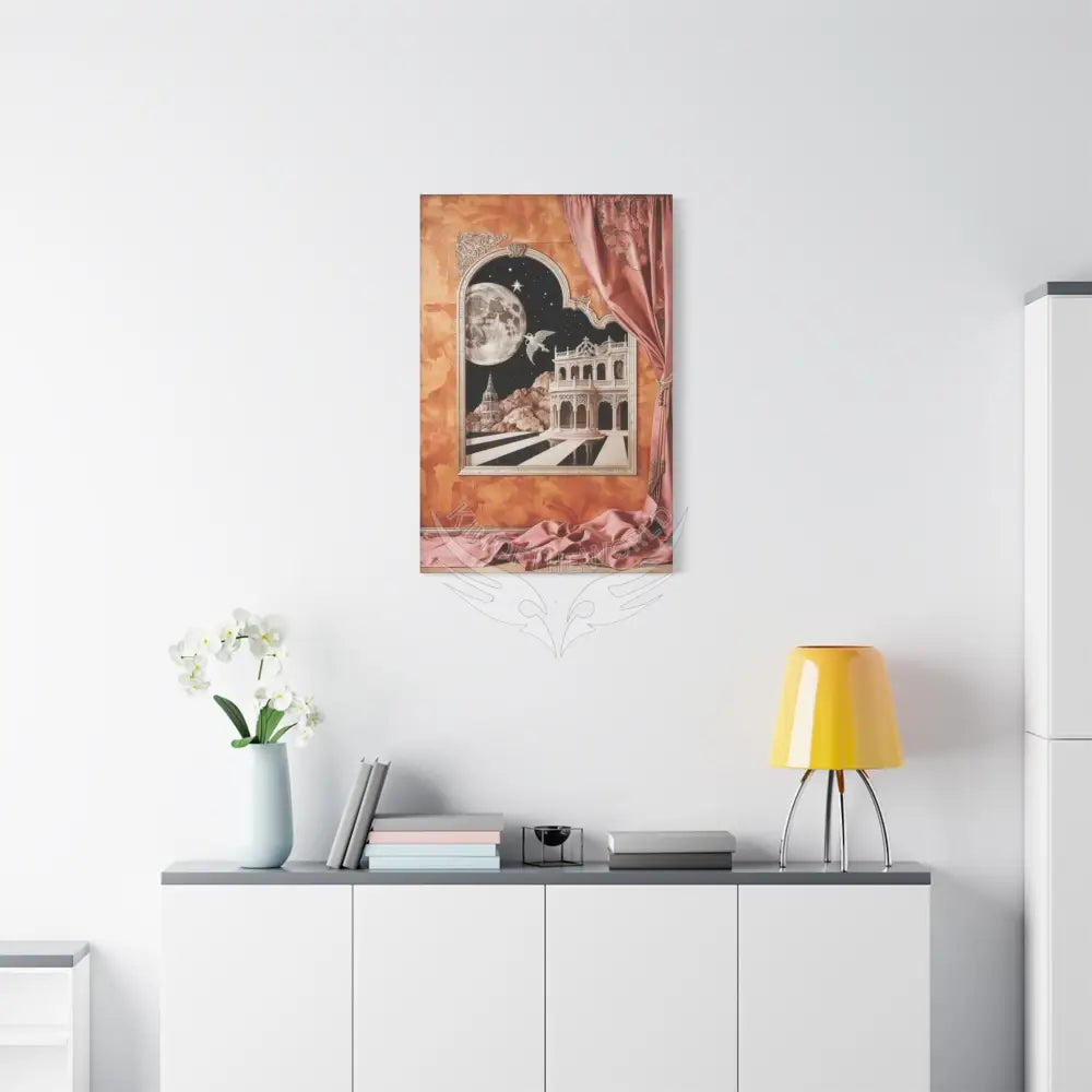 Fantasy Frames & Orange Satin 3D Matte Canvas Print — 3D Lace Multi-Dimensional Wall Art Canvas