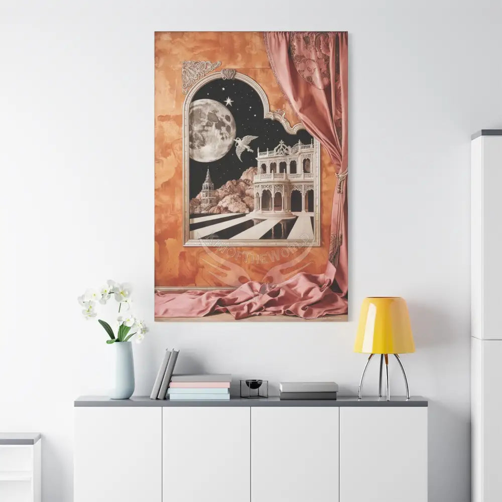 Fantasy Frames & Orange Satin 3D Matte Canvas Print — 3D Lace Multi-Dimensional Wall Art Canvas