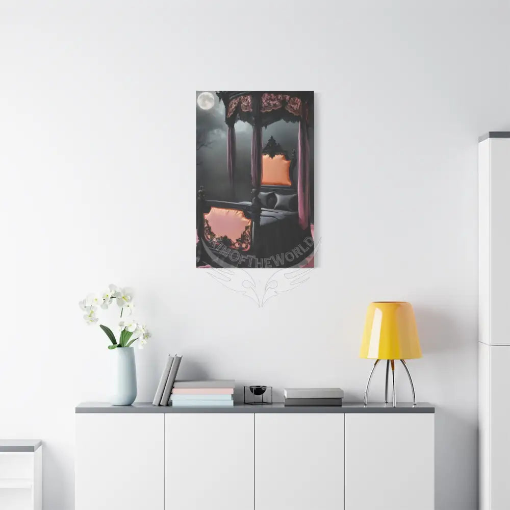 Fantasy Gothic Satin Bedroom Canvas Wall Art — Matte Stretched 1.25’’ 24’’ x 36’’ (Vertical) / 1.25’’ Canvas