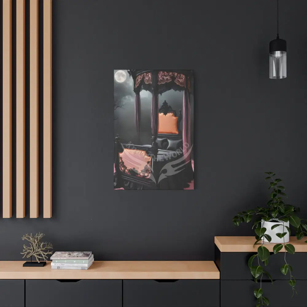 Fantasy Gothic Satin Bedroom Canvas Wall Art — Matte Stretched 1.25’’ 24’’ x 36’’ (Vertical) / 1.25’’ Canvas
