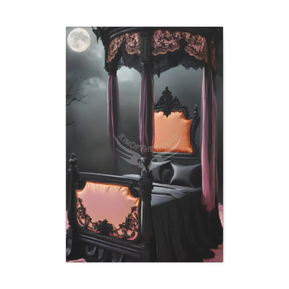 Fantasy Gothic Satin Bedroom Canvas Wall Art — Matte Stretched 1.25’’ 24’’ x 36’’ (Vertical) / 1.25’’ Canvas