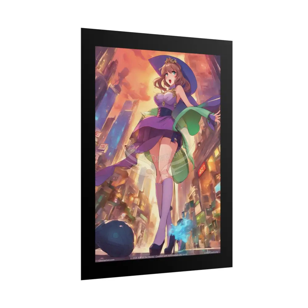 Fashion Anime Cat Lady Tall Girl Fashion Giantess Stiletto Fetish Poster — Art Print Poster