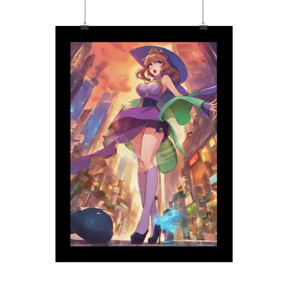 Fashion Anime Cat Lady Tall Girl Fashion Giantess Stiletto Fetish Poster — Art Print Poster