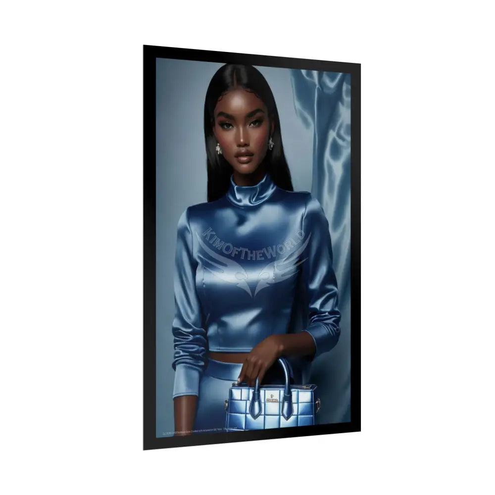 Fashion Faux Advertising Art Rolled Poster — Deep Color-Coordinated Ai Model Magazine Art Poster