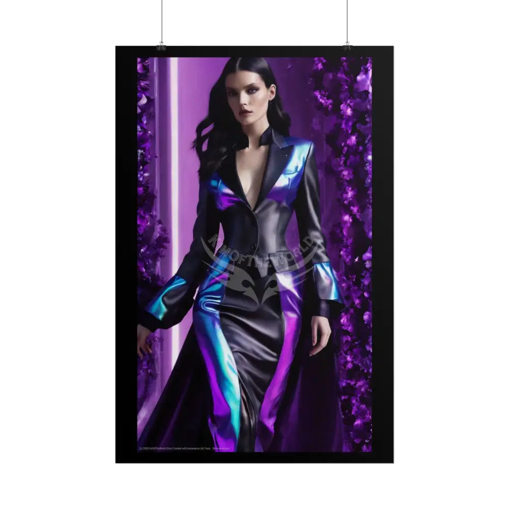 Fashion Faux Advertising Art Rolled Poster — Deep Color-Coordinated Ai Model Magazine Art Poster
