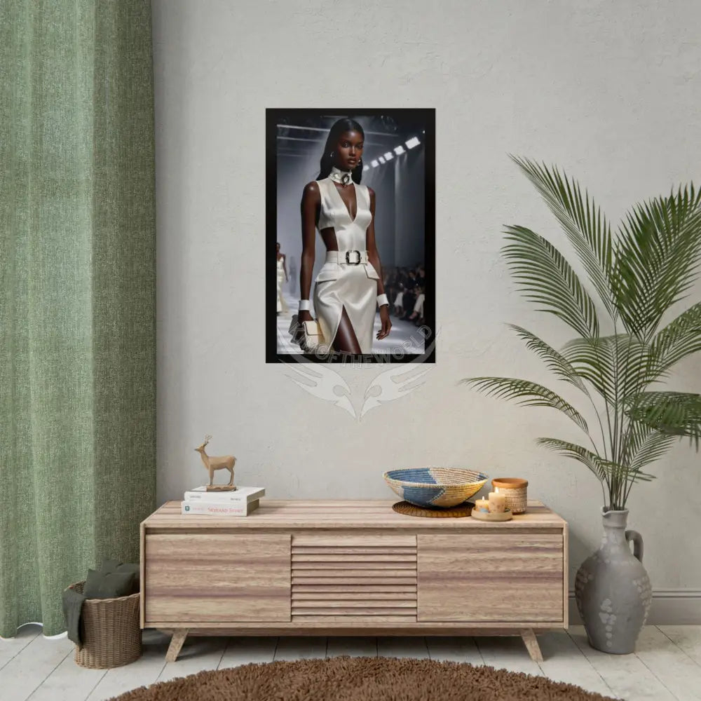 Fashion Faux Advertising Art Rolled Poster — Deep Color-Coordinated Ai Model Magazine Art Poster