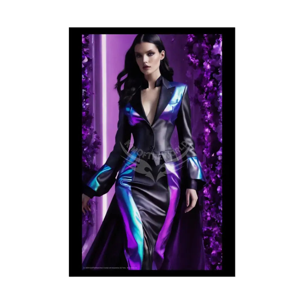 Fashion Faux Advertising Art Rolled Poster — Deep Color-Coordinated Ai Model Magazine Art 20″ x 30″ (Vertical) / Semi