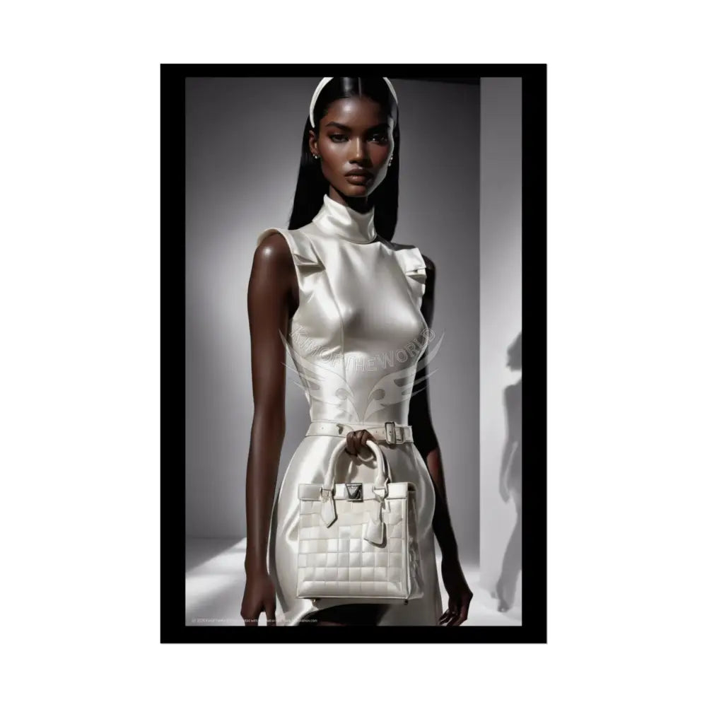 Fashion Faux Advertising Art Rolled Poster — Deep Color-Coordinated Ai Model Magazine Art 20″ x 30″ (Vertical) / Semi