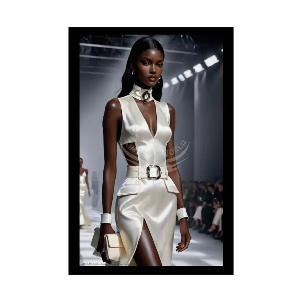 Fashion Faux Advertising Art Rolled Poster — Deep Color-Coordinated Ai Model Magazine Art 20″ x 30″ (Vertical) / Semi