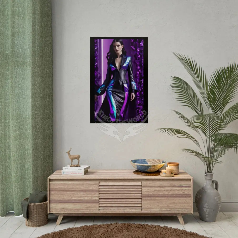 Fashion Faux Advertising Art Rolled Poster — Deep Color-Coordinated Ai Model Magazine Art Poster