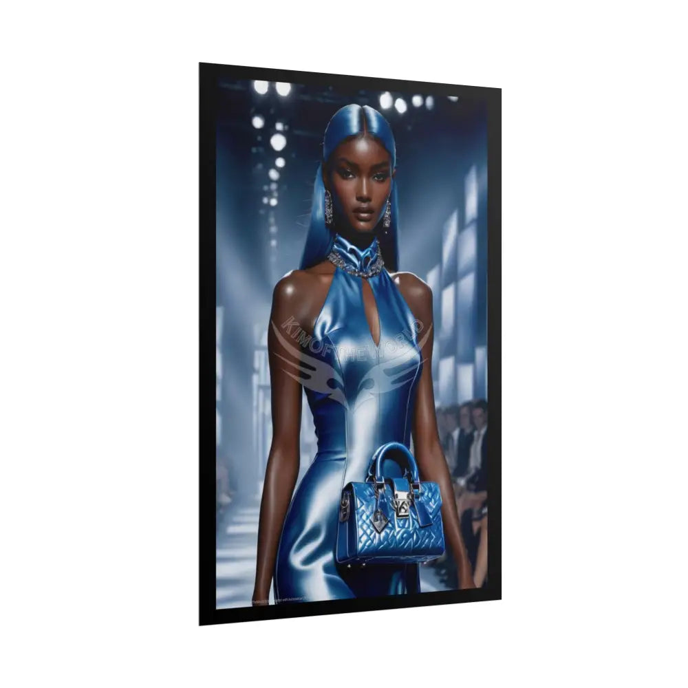 Fashion Faux Advertising Art Rolled Poster — Deep Color-Coordinated Ai Model Magazine Art Poster