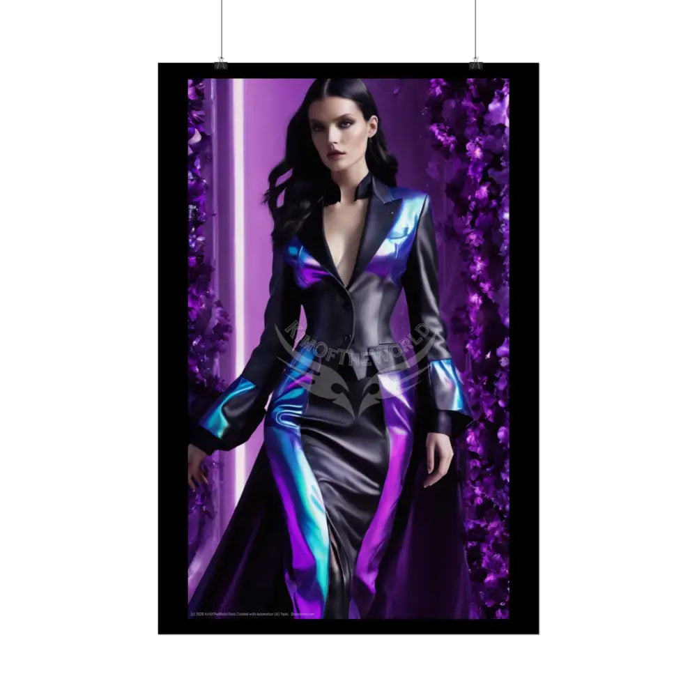 Fashion Faux Advertising Art Rolled Poster — Deep Color-Coordinated Ai Model Magazine Art Poster