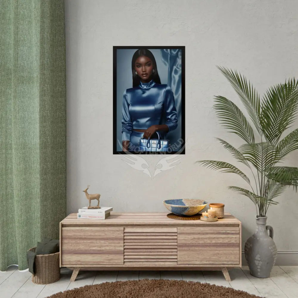 Fashion Faux Advertising Art Rolled Poster — Deep Color-Coordinated Ai Model Magazine Art Poster