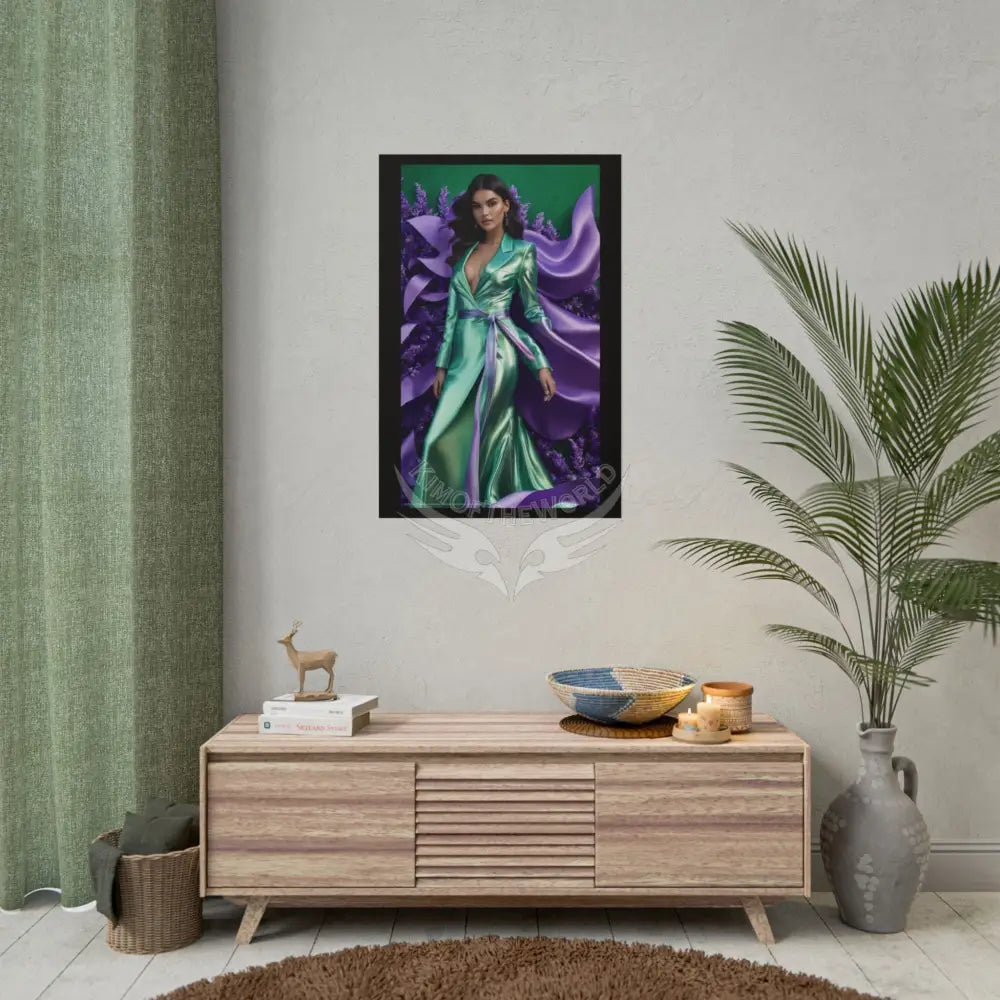 Fashion Faux Advertising Rolled Poster — Deep Color-Coordinated Magazine Art Poster