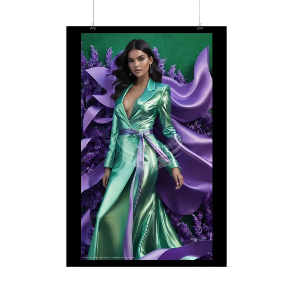 Fashion Faux Advertising Rolled Poster — Deep Color-Coordinated Magazine Art Poster