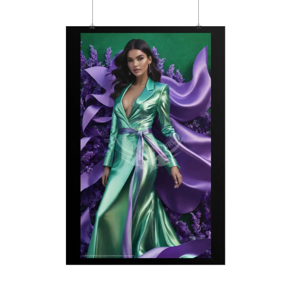 Fashion Faux Advertising Rolled Poster — Deep Color-Coordinated Magazine Art Poster