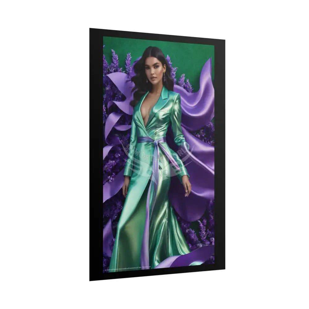 Fashion Faux Advertising Rolled Poster — Deep Color-Coordinated Magazine Art Poster