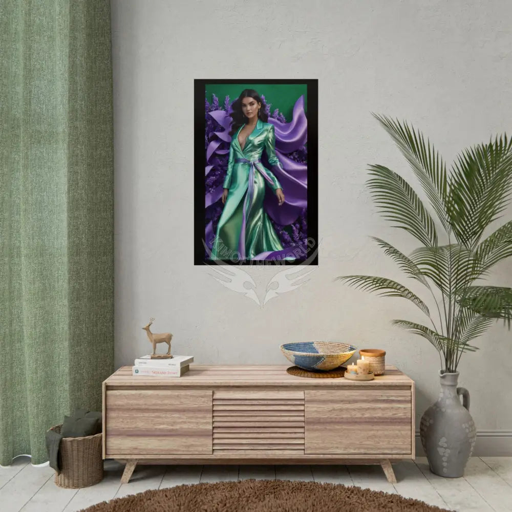 Fashion Faux Advertising Rolled Poster — Deep Color-Coordinated Magazine Art Poster