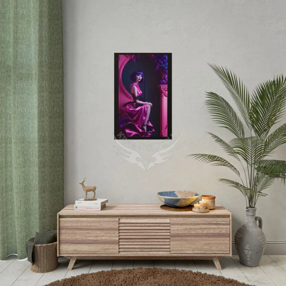Fashion Pink Faux Advertising Art Rolled Poster — Deep Color-Coordinated Ai Model Art Poster