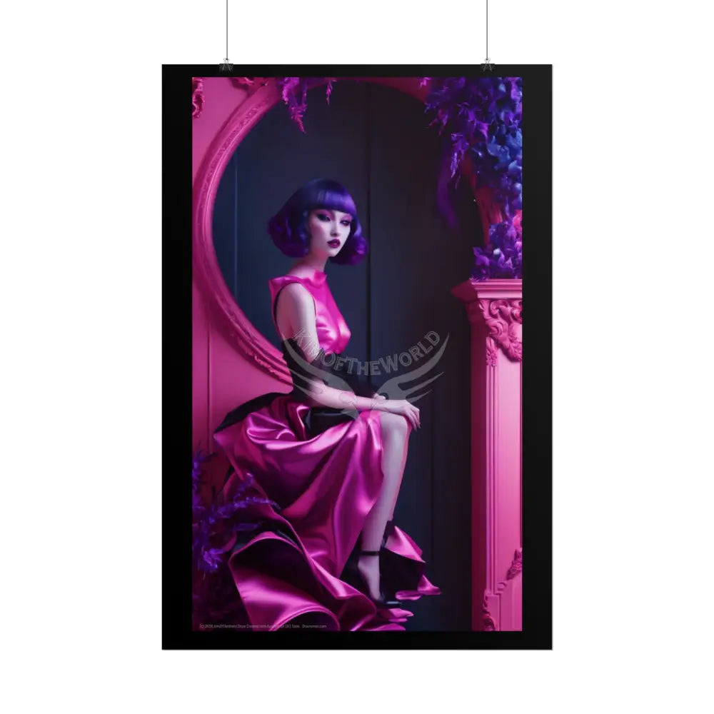 Fashion Pink Faux Advertising Art Rolled Poster — Deep Color-Coordinated Ai Model Art Poster