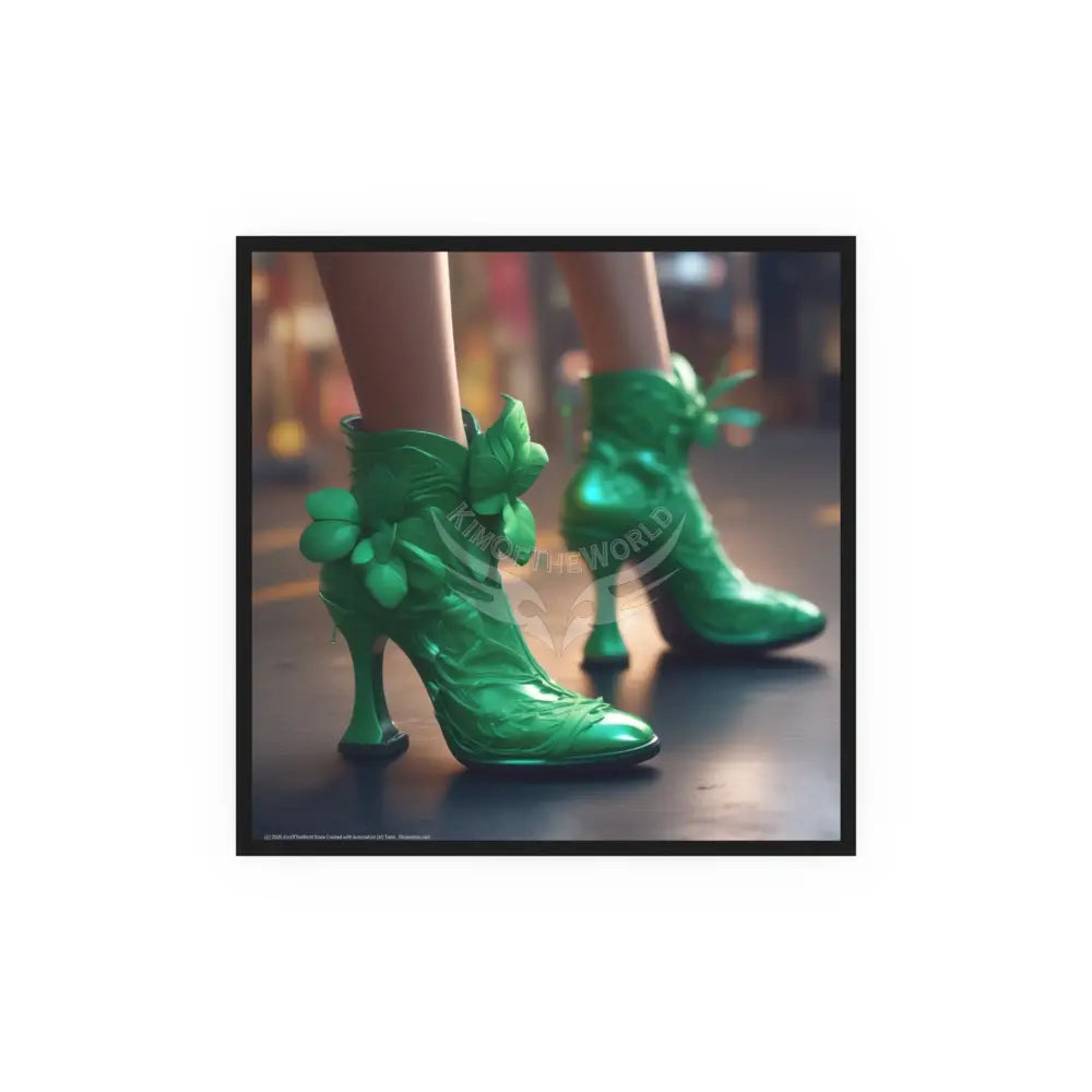 Fashion Shoes Green Leaf Granny Boots Poster — Boots Heels & More (Satin / Archival Matte) 20″ x 20″ / Matte Poster