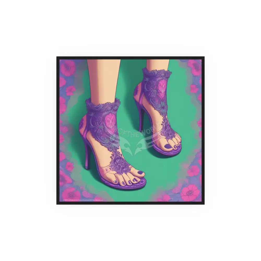 Fashion Shoes Purple Design Open Toe Shoes Poster — Boots Heels & More (Satin / Archival Matte) 20″ x 20″ / Satin Poster