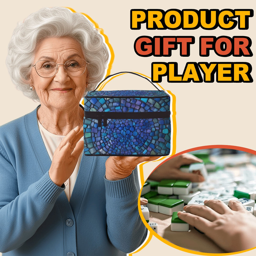 Blue & Green Mermaid Tile Print Portable Mahjong Bag