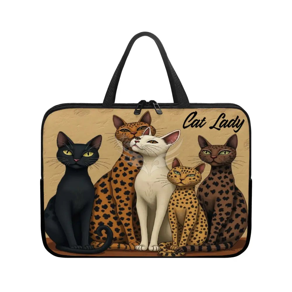 Five Meow Cats 3D Cat Lady Laptop Bag 10’’ Computer Bag